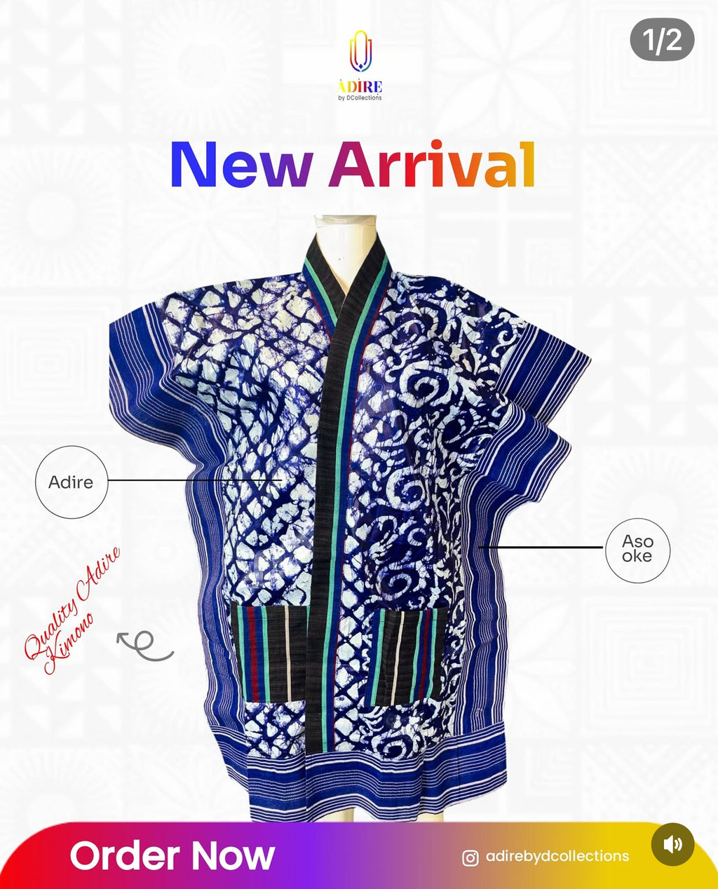 Adire kimono with ofi