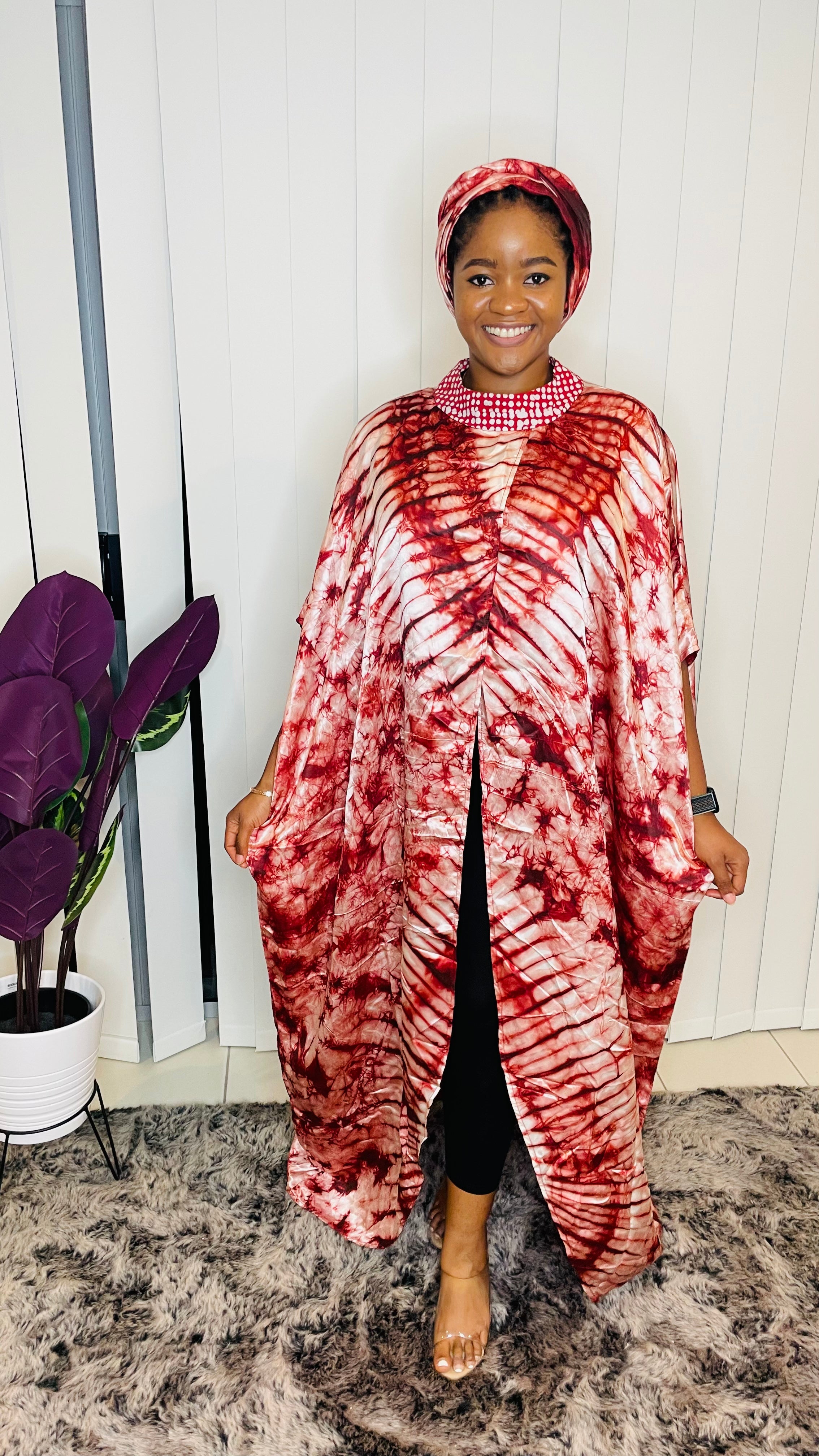 Satin Cape  gown and scarf