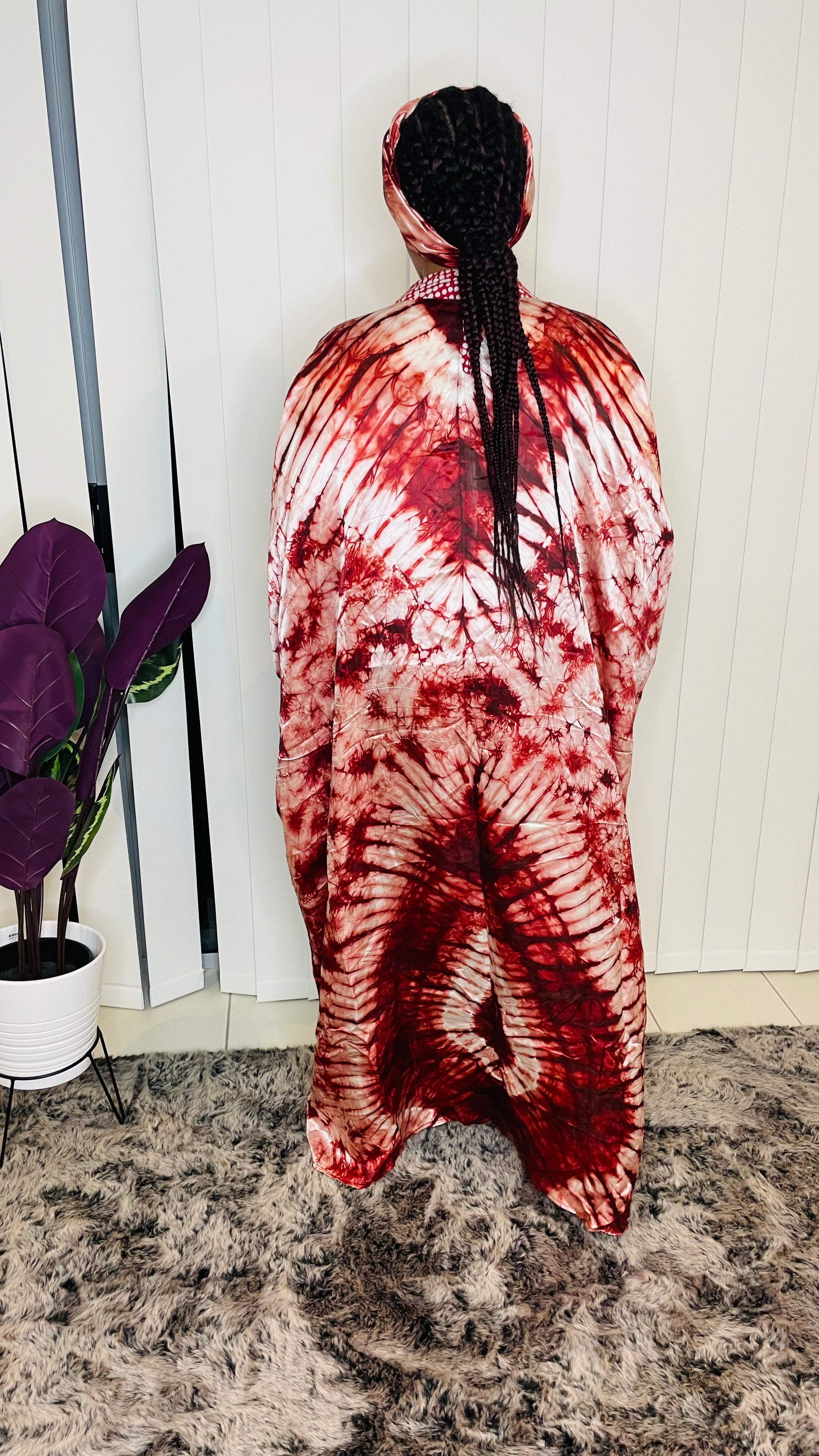Satin Cape gown with scarf