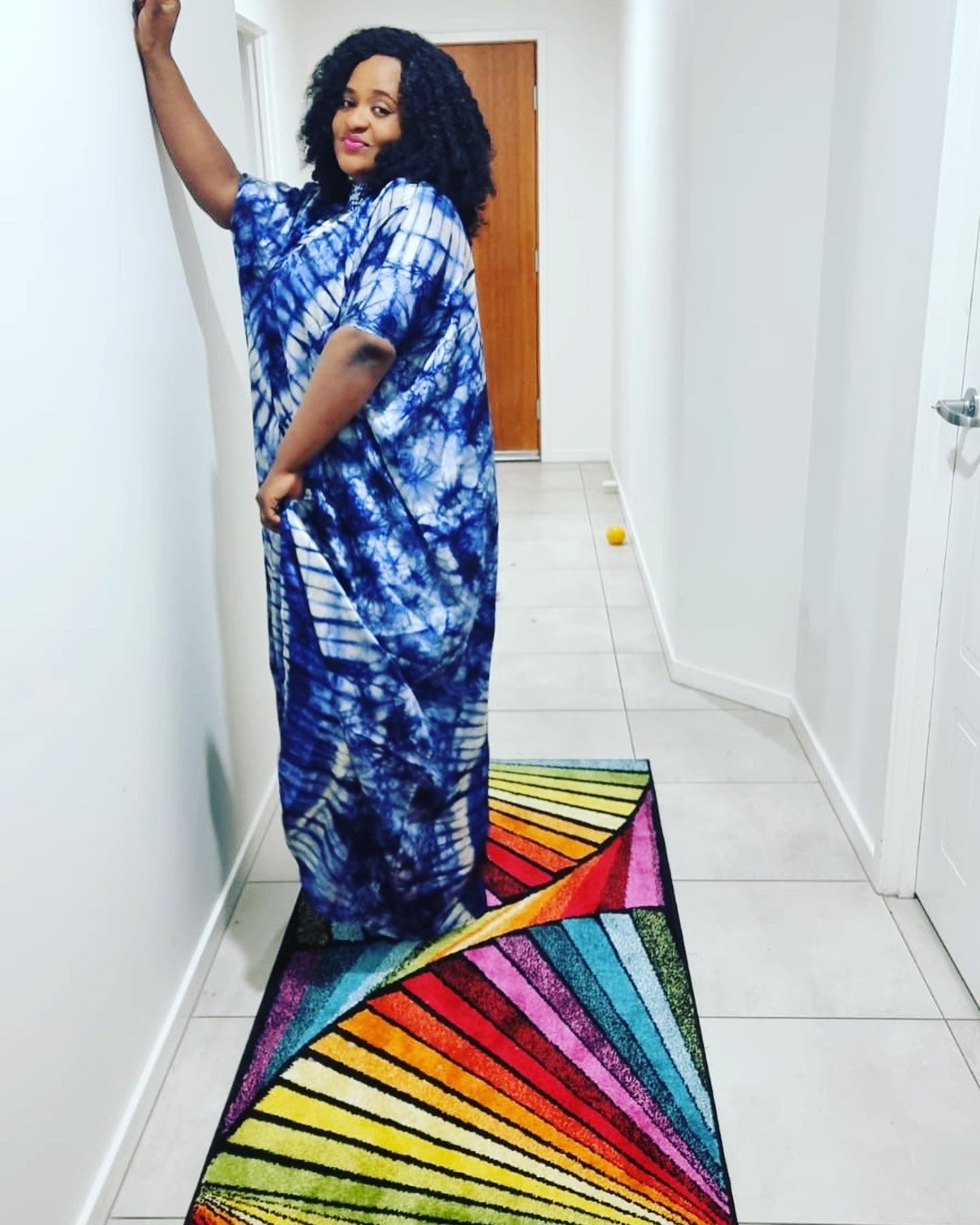 Satin Cape gown with scarf