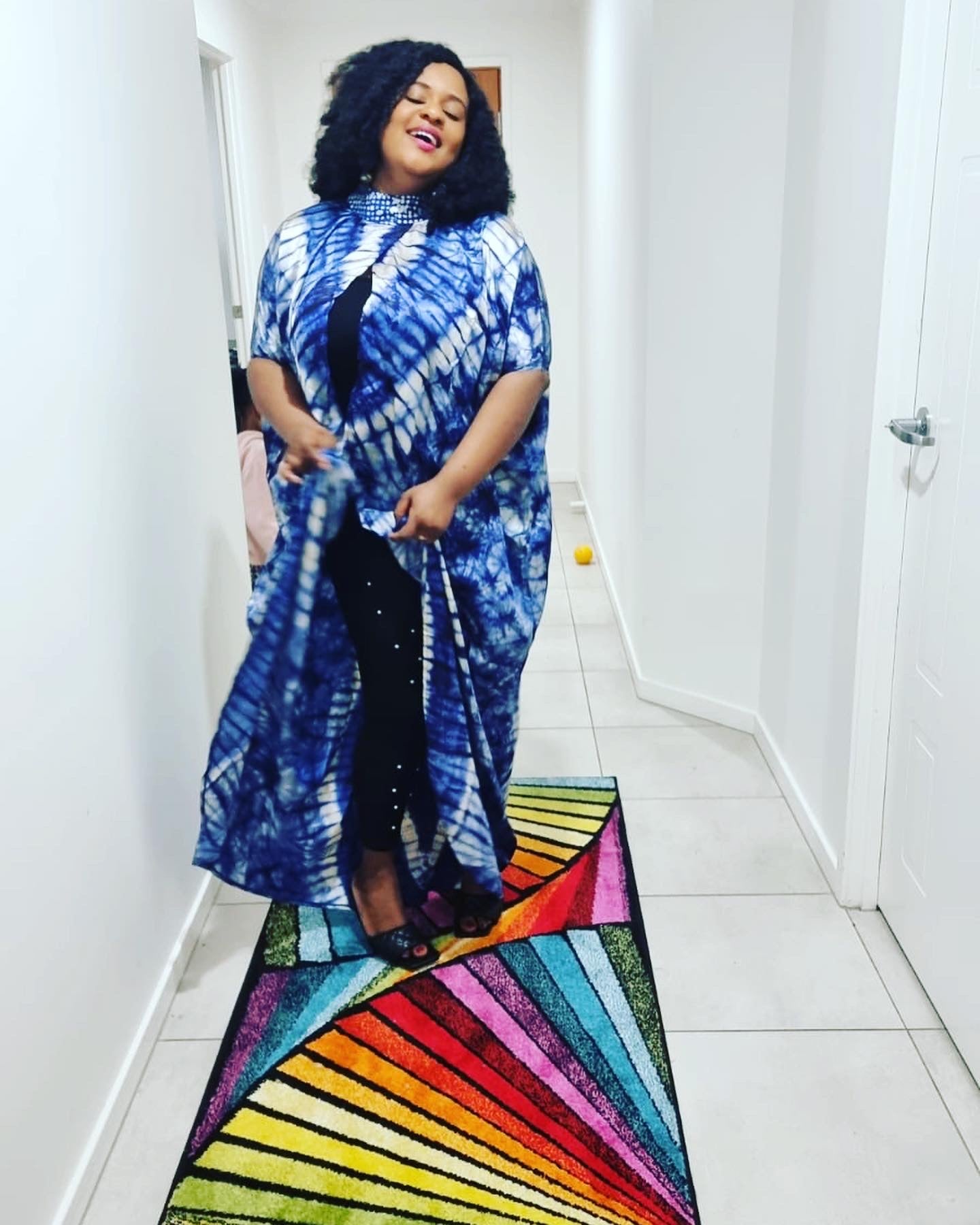 Satin Cape gown with scarf
