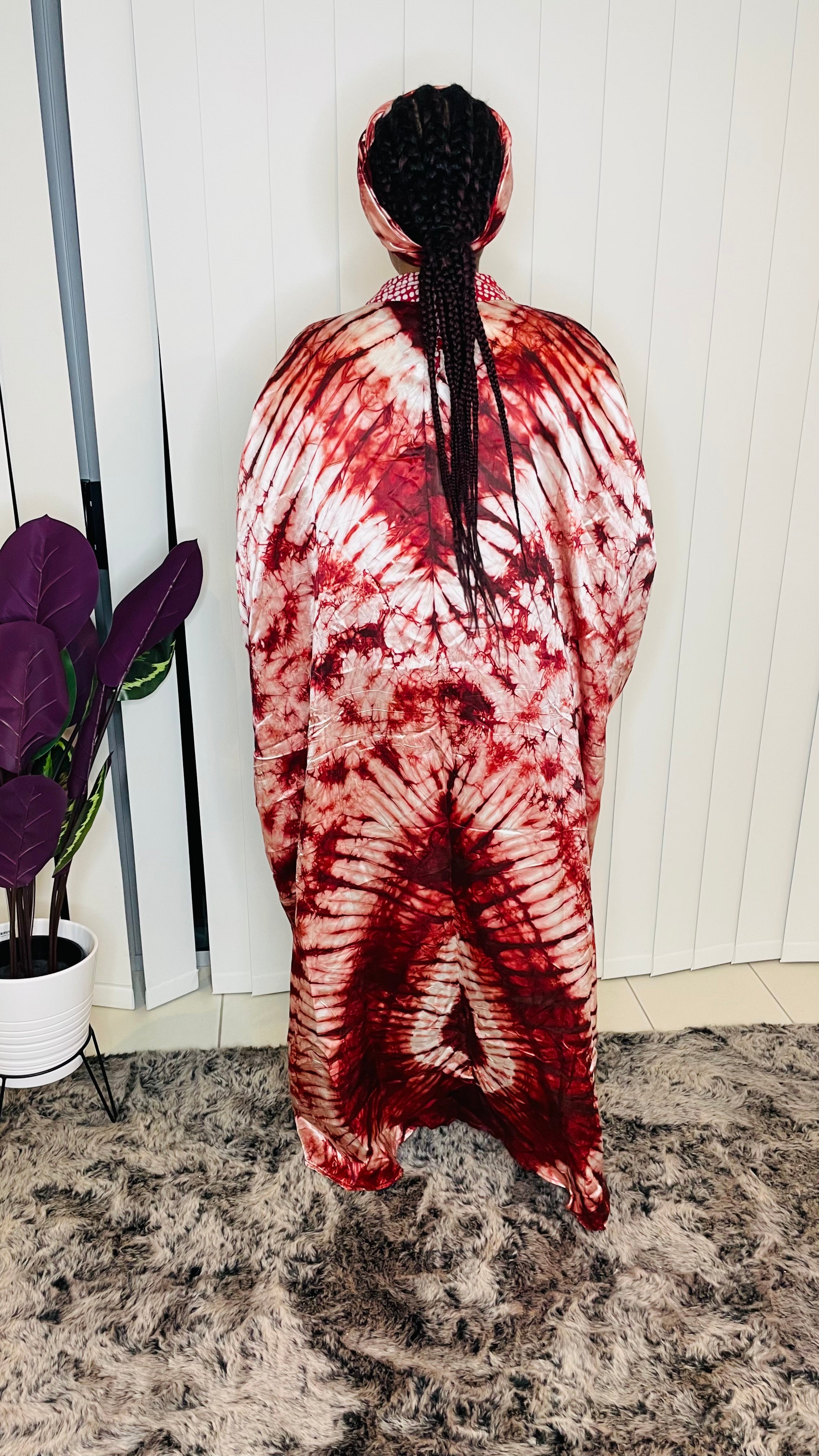 Satin Cape  gown and scarf