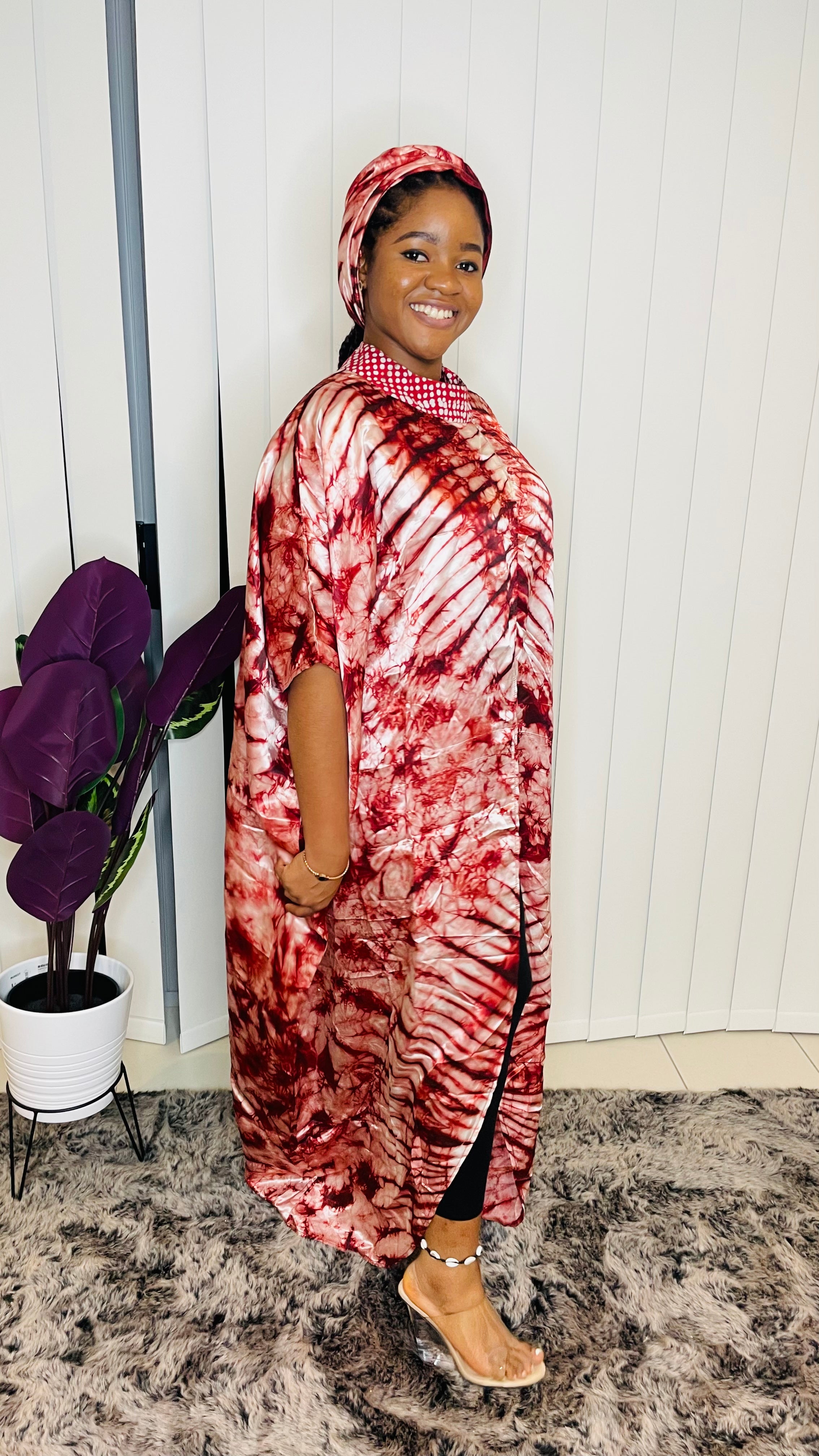 Satin Cape  gown and scarf