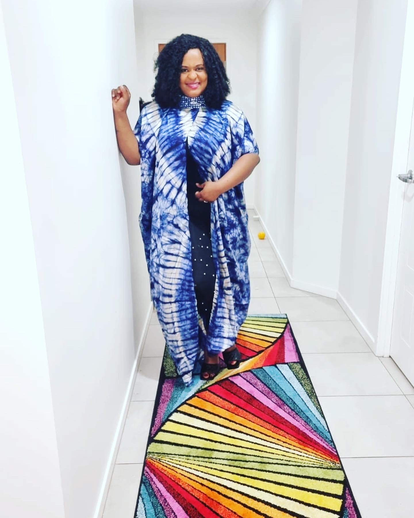 Satin Cape gown with scarf