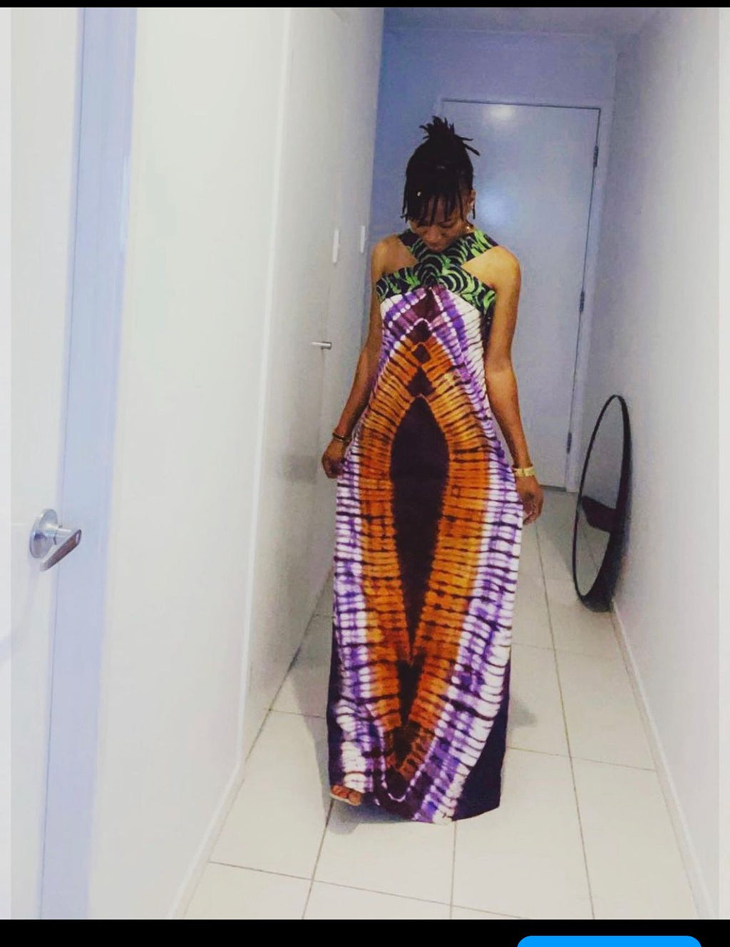 Cross shoulder Adire Dress
