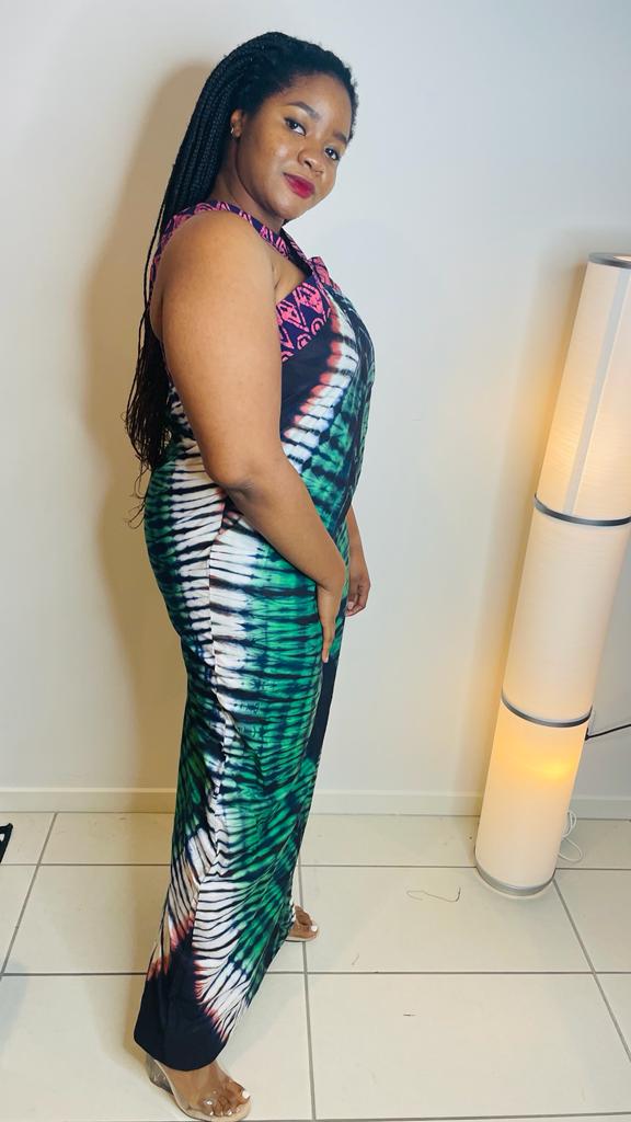 Cross shoulder Adire Dress